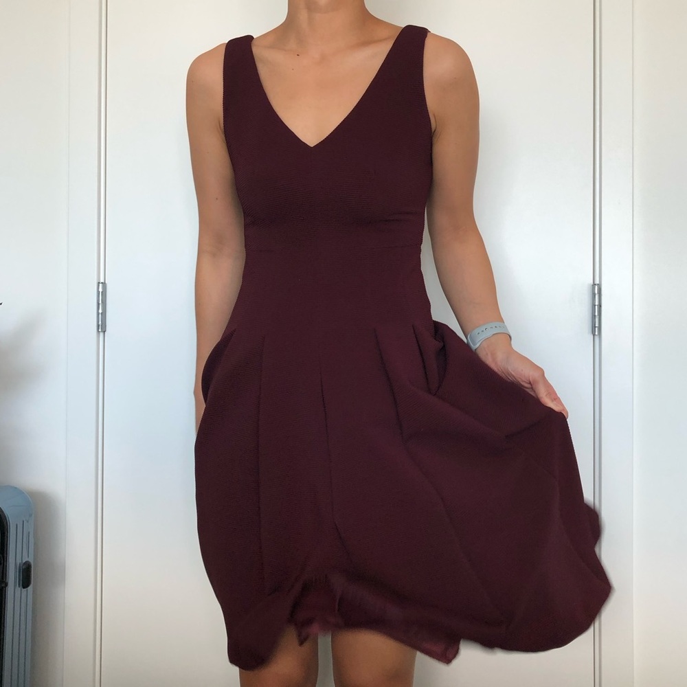 Nanette Lepore wine-colored ribbed dress